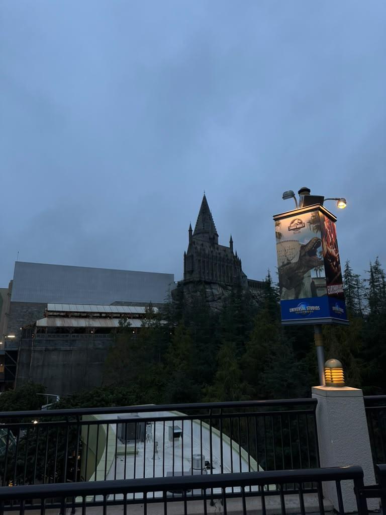 Hogwarts castle rising above the Wizarding World at Universal Studios Hollywood