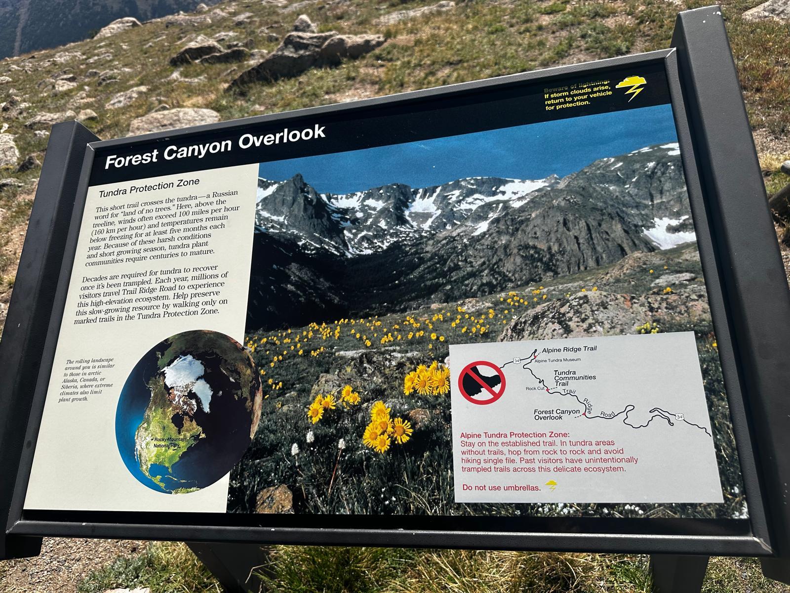 Forest Canyon Overlook information sign on Trail Ridge Road