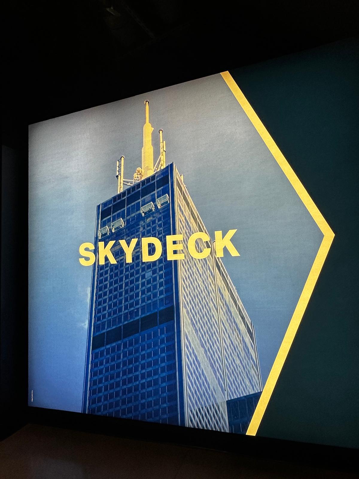 Skydeck Chicago entrance sign inside Willis Tower