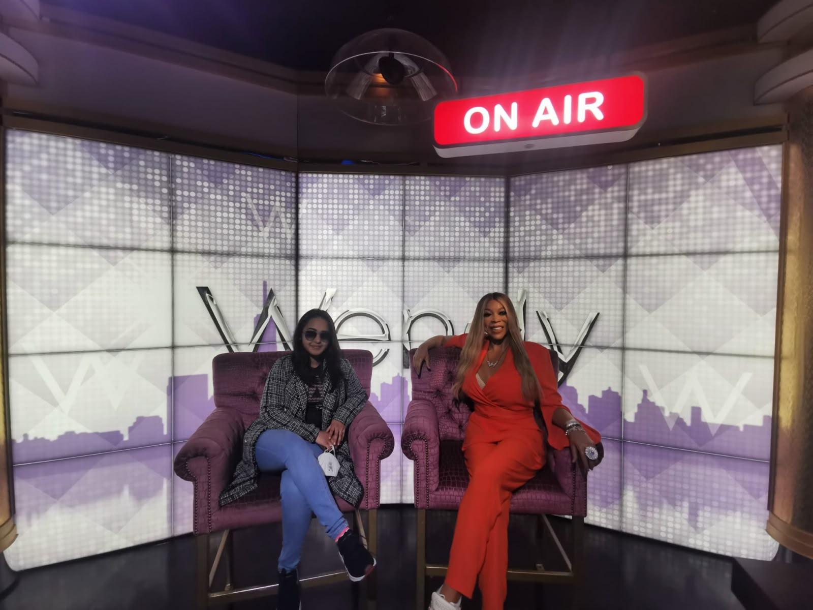 On-air studio set inside an interactive New York attraction