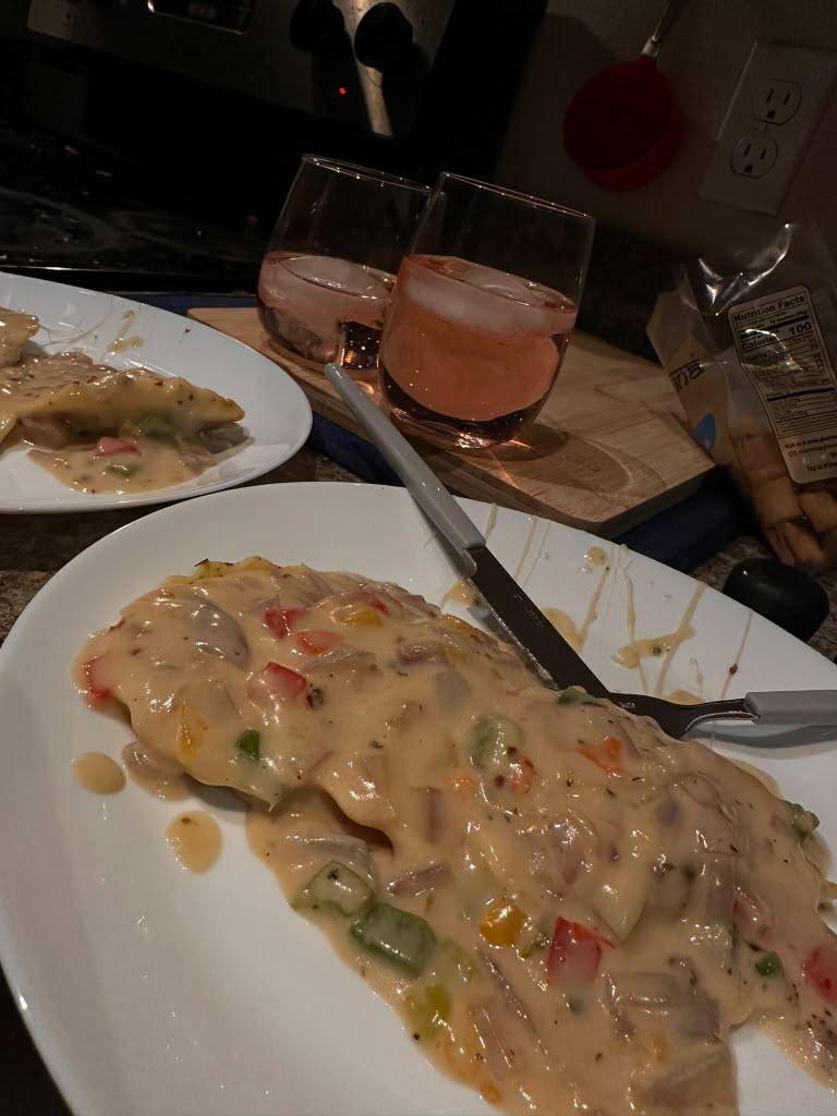 Restaurant meal served with a creamy sauce during the Seattle chapter